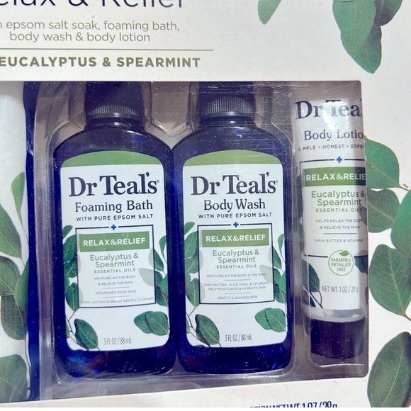 Dr Teal’s Relax & Relief Eucalyptus Spearmint Soak Bath Wash Lotion Gift Set NWT - Picture 4 of 6